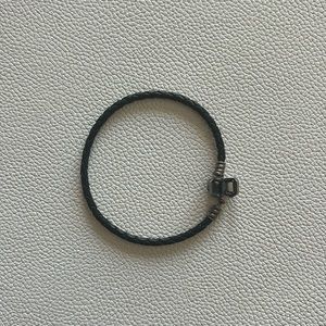 Pandora Moments Clasp Black Braided Leather Bracelet